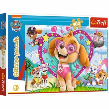 5900511148183 tf14818 001w puzzle trefl glitter 100 piese ea skye paw patrol