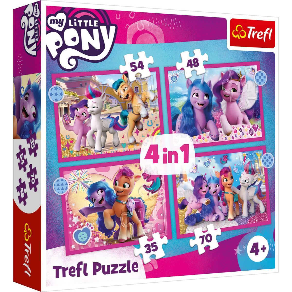 Puzzle Trefl 4 in 1, Poneii colorati, My Little Pony (35, 48, 54, 70 piese)