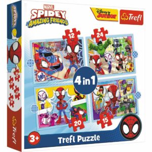 Puzzle Trefl 4 in 1, Echipa lui Spidey (12, 15, 20, 24 piese)