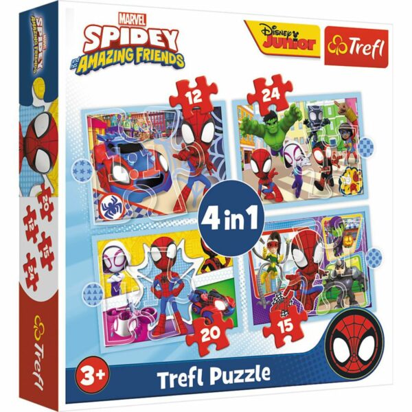 Puzzle Trefl 4 in 1, Echipa lui Spidey (12, 15, 20, 24 piese)