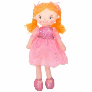 Jucarie de plus, Noriel, Balerina cu rochita si codite blonde impletite, 45 cm