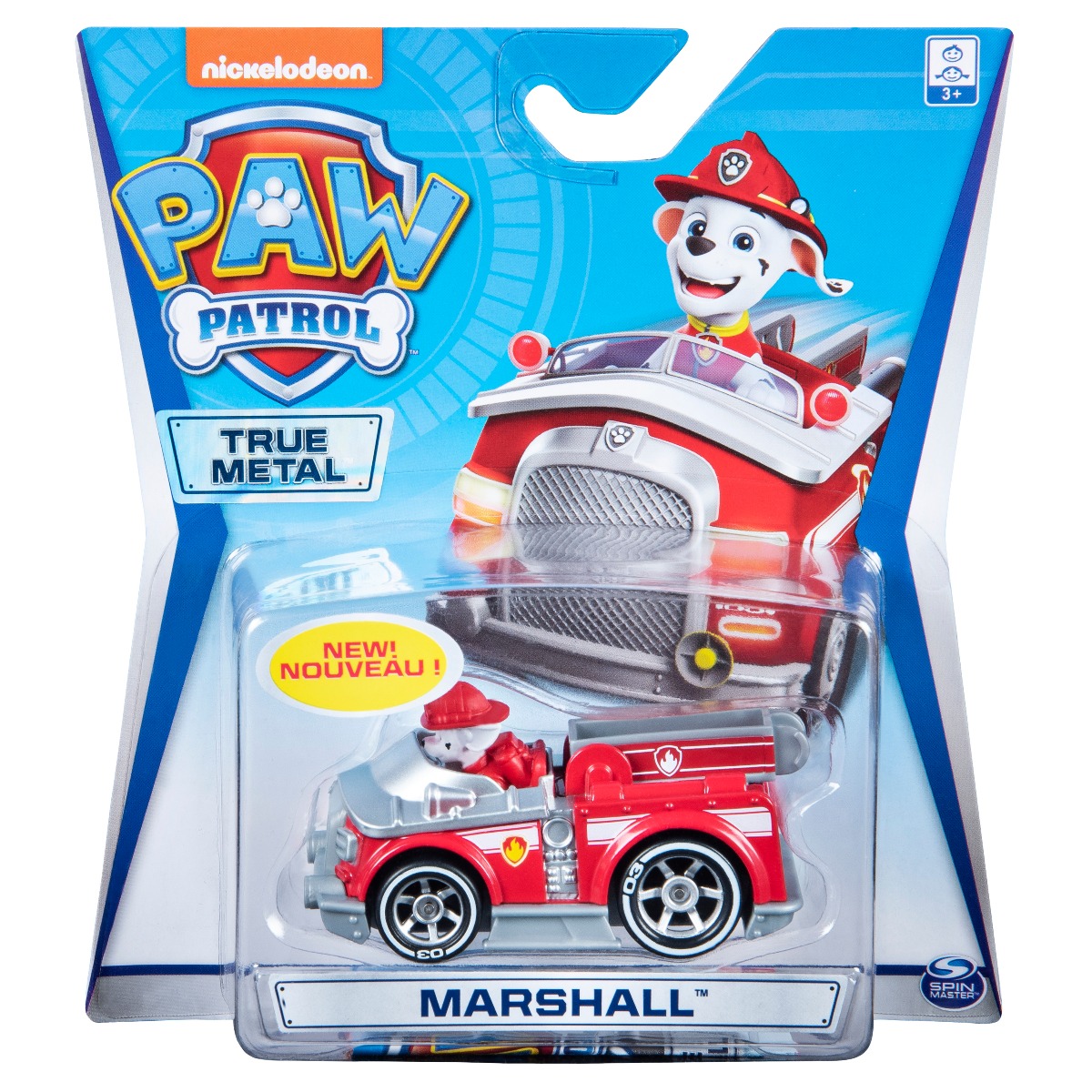 Masinuta cu figurina Paw Patrol True Metal, Marshall 20127207