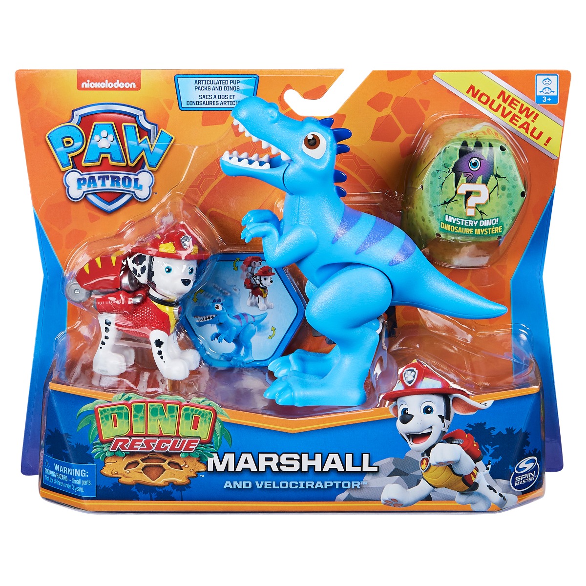 Set 2 figurine Paw Patrol Dino Rescue, Marshall and Velociraptor, 20126400