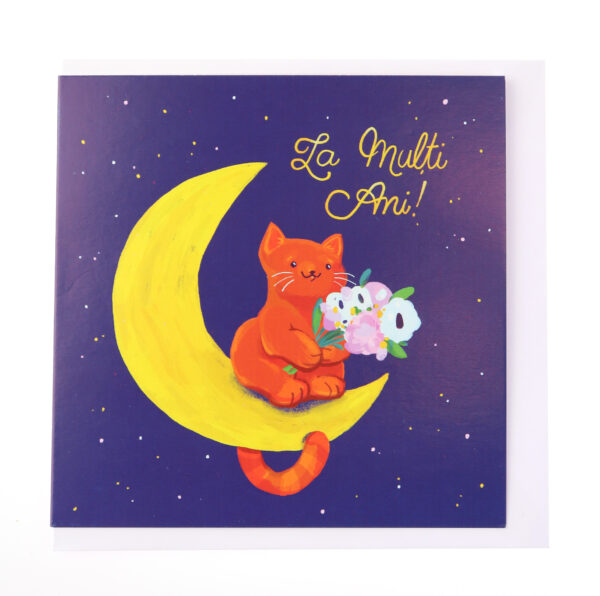 Felicitare - La Multi Ani! - Pisica pe Luna, 1306 | Mink