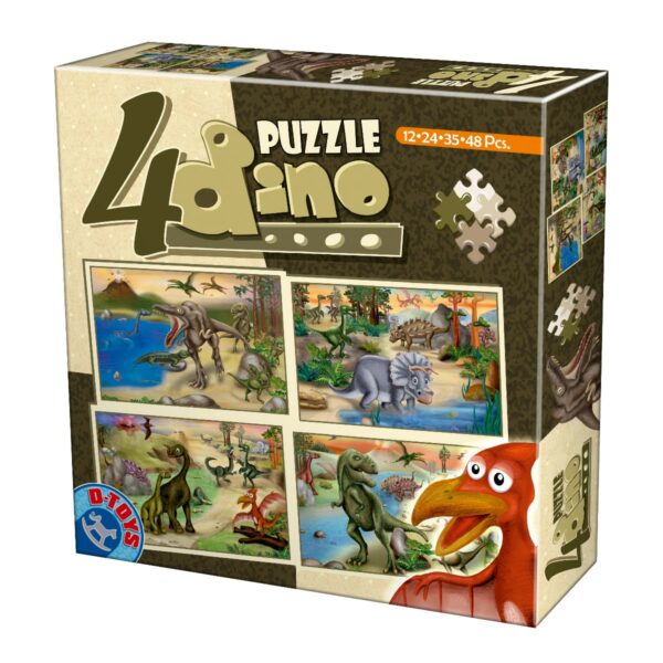 Set 4 puzzles Dinozauri: 12, 24, 35 si 48 piese