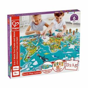 Puzzle 2 in 1 Turul lumii, 100 piese