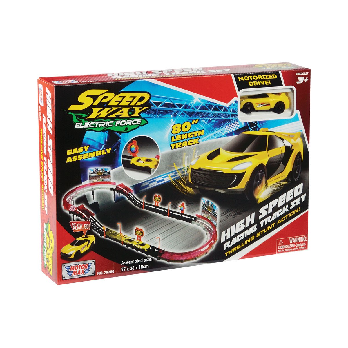 Set de joaca cu 1 masinuta High Speed Racing Track Motormax