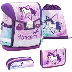 Ghiozdan scoala echipat Belmil Classy - Unicorn mov