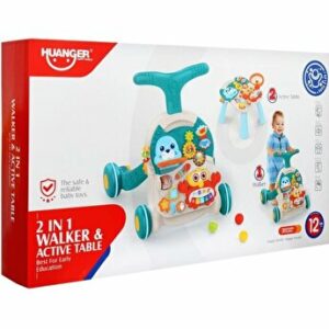 Antemergator albastru bebe 2 in 1 cu lumini