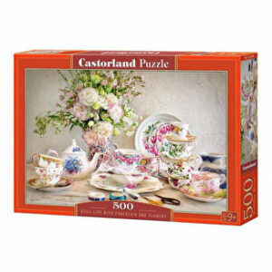 Puzzle Still Life with Porcelain and Flowers, 500 piese