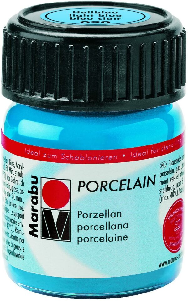 Vopsea portelan - Marabu Porcelain, 090 Light Blue, 15ml | Marabu