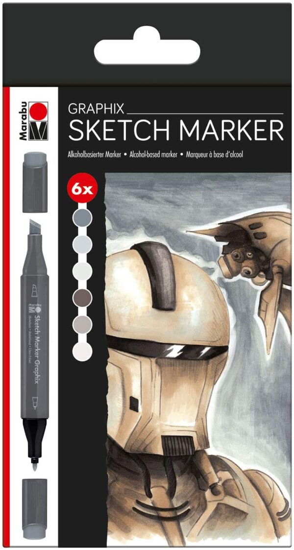 Set 6 markere - Sketch - Alpha Robot | Marabu