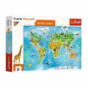 Puzzle Educational: Harta Lumii, 104 piese