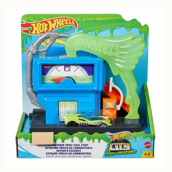Set circuit cu masinuta Hot Wheels City, Downtown Toxic Fuel Stop (GYP37)
