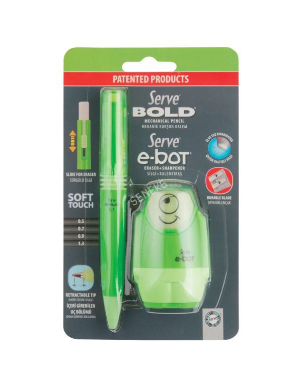 Set radiera si creion - E-Bot - Green | Serve