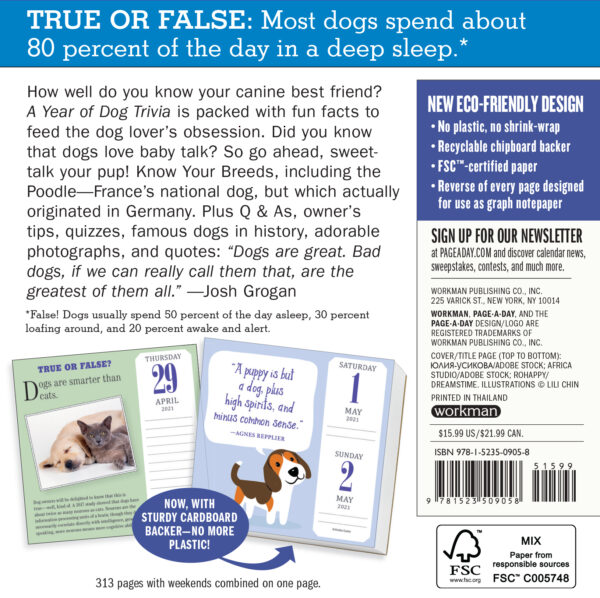 Calendar 2021 - Year of Dog Trivia Page-A-Day | Workman Publishing - imagine 4