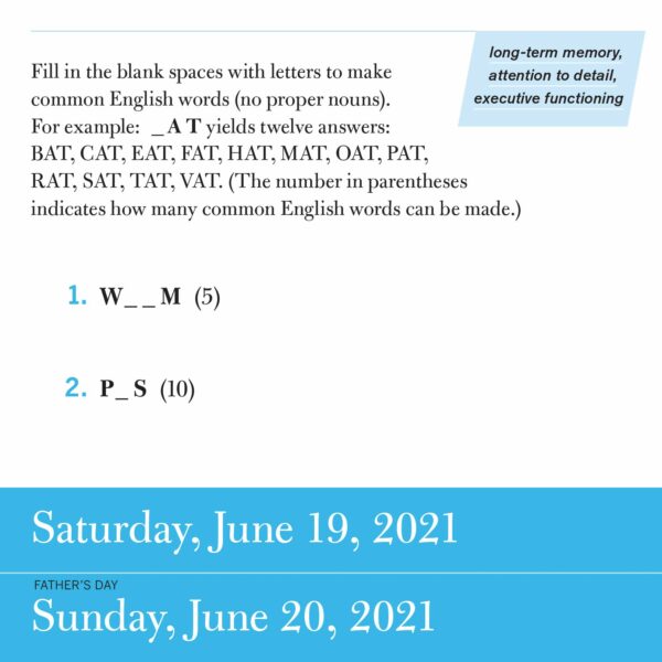 Calendar 2021 - Games & Puzzles to Keep Your Brain Young Page-A-Day | Workman Publishing - imagine 14