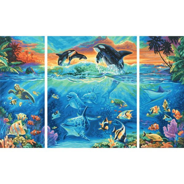 Kit pictura cu numere - Triptic - At the Coral Reef, 50x80 cm | Schipper - imagine 4