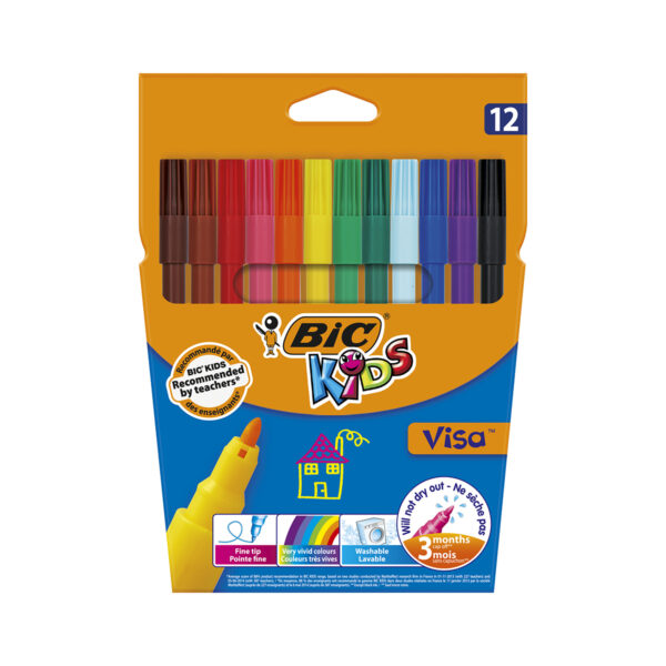 888695 001w set markere colorate lavabile visa bic p12
