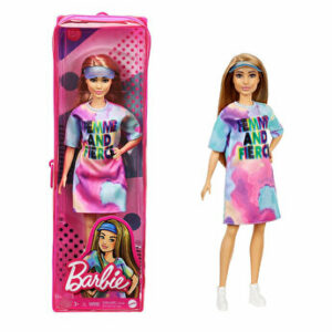 Papusa Barbie Fashionista cu parul blond si rochita sport