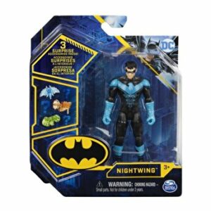 Figurina Batman, Nightwing cu costum Tech si articulata, cu 3 accesorii surpriza, 10 cm
