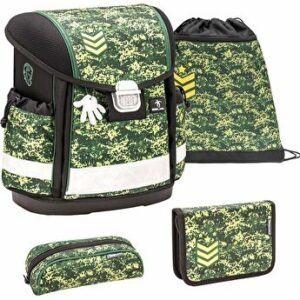 Ghiozdan scoala echipat Belmil Classy - Camuflaj verde