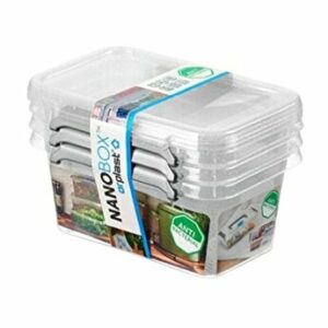 Cutie pentru alimente, cu manere si capac, plastic, capacitate 500 ml, 15x9.5x9.5 cm