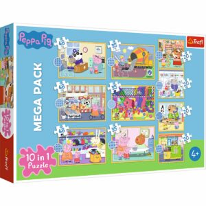 Puzzle 10 in 1, Trefl, Fa cunostinta cu Peppa Pig (48, 35 si 20 piese)