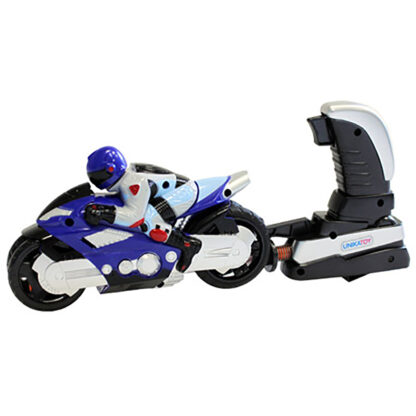 911533 001w motocicleta cu figurina si lansator unika toy albastru