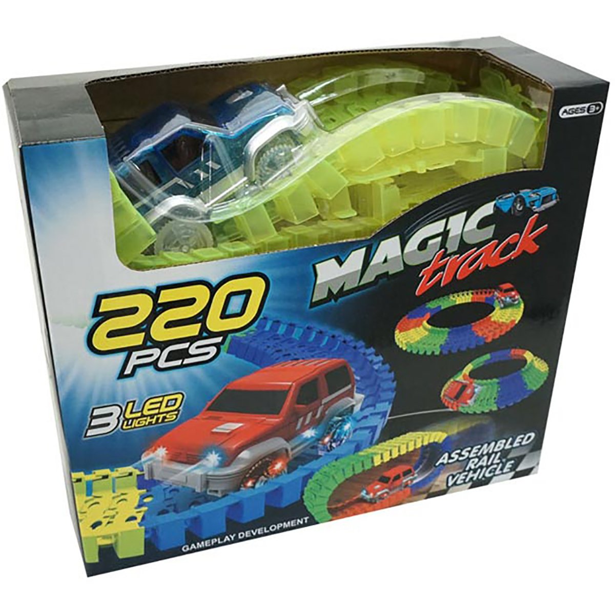 Set de joaca Circuit cu masinuta Unika Toy, 220 piese 1 Set de joaca Circuit cu masinuta Unika Toy, 220 piese