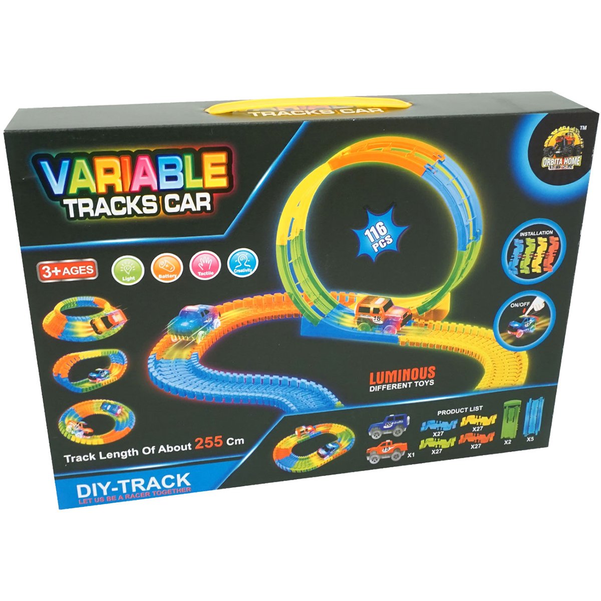 Set de joaca Circuit cu masinuta Unika Toy, 116 piese 1 Set de joaca Circuit cu masinuta Unika Toy, 116 piese