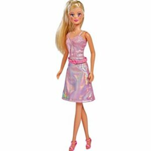 Papusa Steffi Gliter Glam cu rochie roz