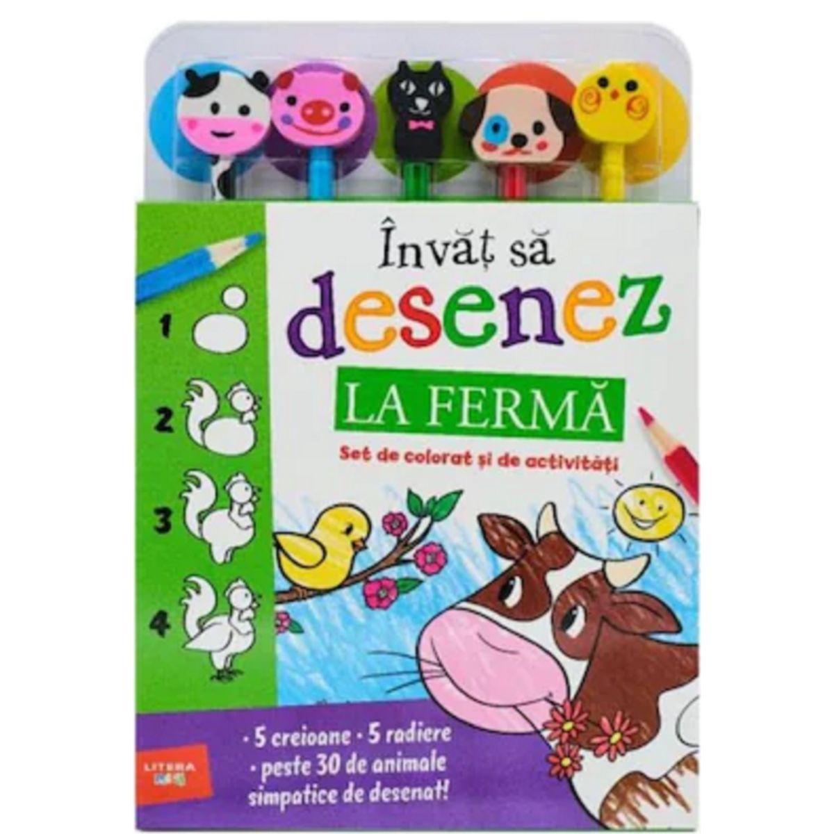 Invat sa desenez. La ferma, set de colorat si de activitati 1 Invat sa desenez. La ferma, set de colorat si de activitati