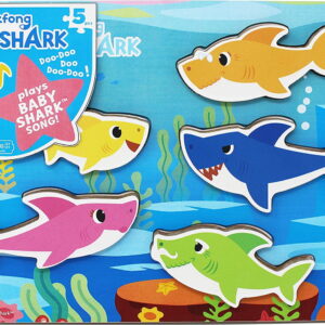 Baby shark puzzle din lemn muzical 5 piese