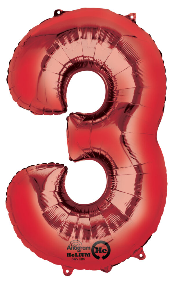 Balon folie cifra 3 rosu