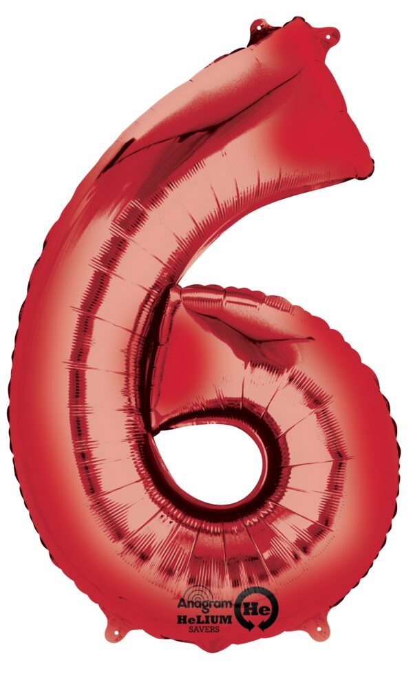 Balon folie cifra 6 rosu