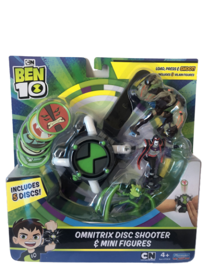 Ben 10 ceas omnitrix cu lansator de discuri si 3 mini figurine hex wildvine vilgax