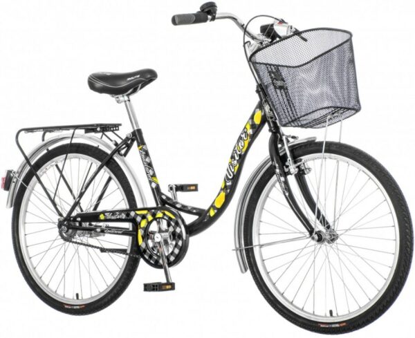 Bicicleta dama 24 inch cadru otel v brake cos frontal portbagaj stop far si