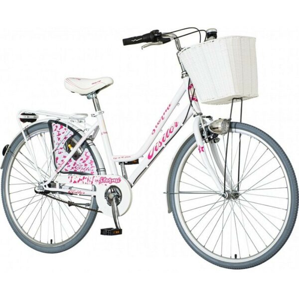 Bicicleta dama 26 inch cadru otel 3 viteze shimano portbagaj cos cumparaturi v brake visitor stormi