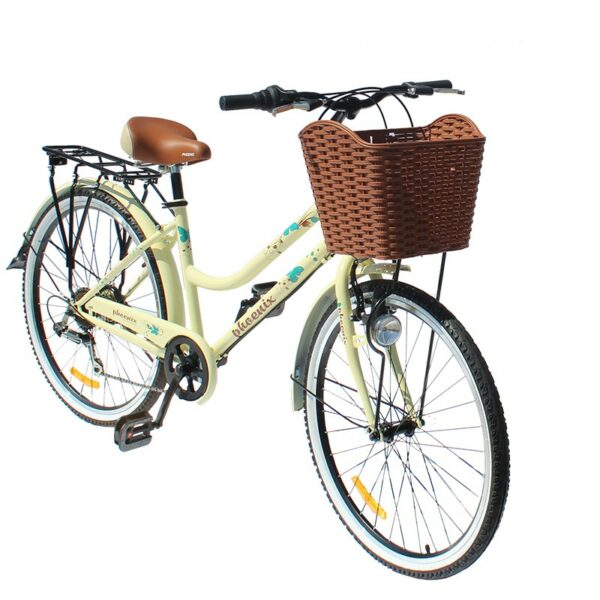 Bicicleta dama cu cos, roti 26 inch, 7 viteze, schimbator shimano, cadru otel 17', frane pe disc, phoenix
