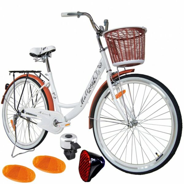 Bicicleta dama roata 26 inch cadru otel 17 frana v brake sa ergonomica fara bara cos cumparaturi maltrack