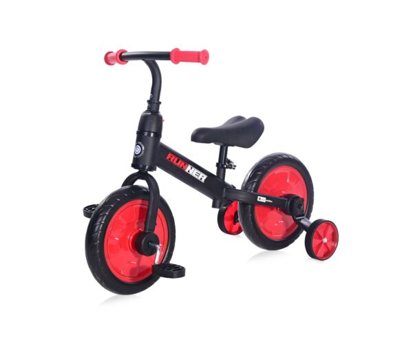 Bicicleta de echilibru 2in1 runner cu pedale si roti auxiliare red scaled
