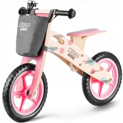 Bicicleta din lemn fara pedale ricokids rc 611 roz