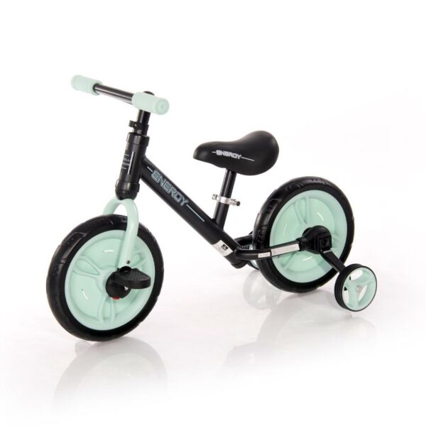Bicicleta energy, cu pedale si roti ajutatoare, green