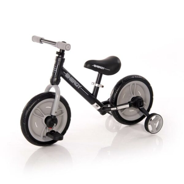 Bicicleta energy, cu pedale si roti ajutatoare, grey