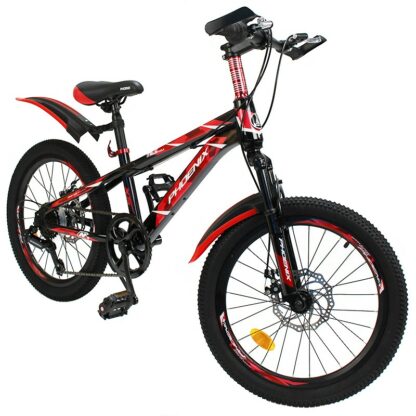 Bicicleta mountain bike roti 20 inch 7 viteze schimbator shimano frane pe disc rosu