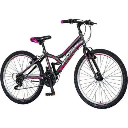 Bicicleta mtb dama 24 inch cadru otel 18 viteze schimbator power v brake