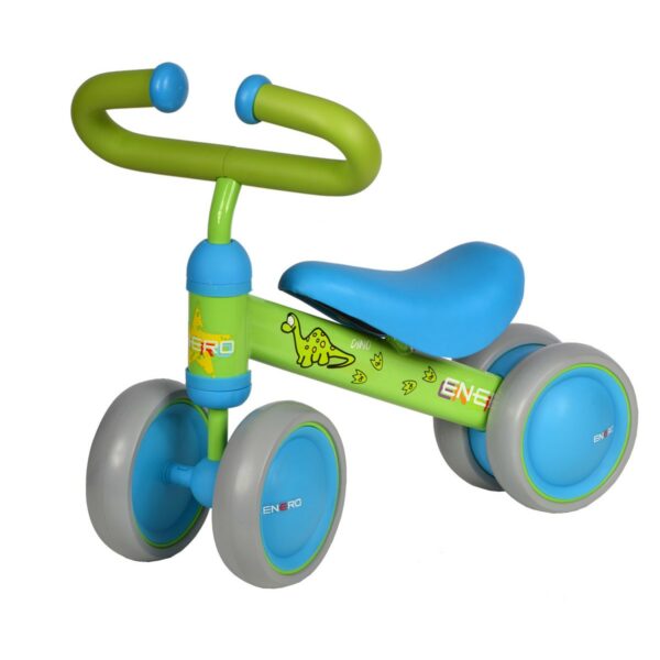 Bicicleta, premergator, enero dino, 4 roti, verde cu albastru
