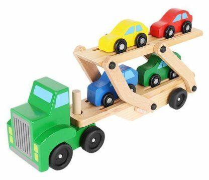 Camion din lemn iso trade cu platforma mobila dubla de tractare si 4 masini incluse