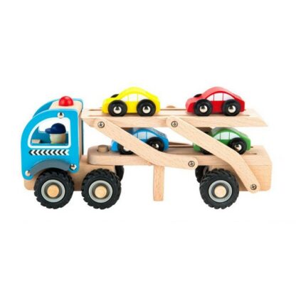 Camion trailer cu 4 masini din lemn ecotoys tl26046